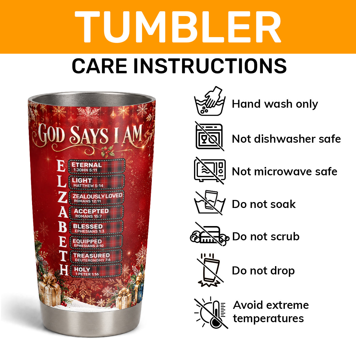 God Says I Am, Gift For Loved One | Personalized Stainless Steel Tumbler