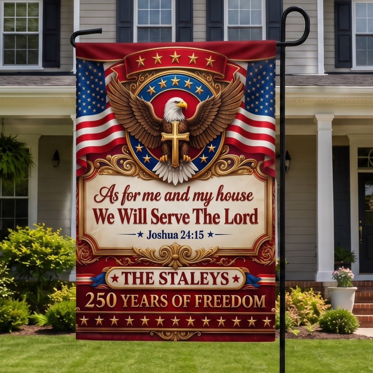 As For Me And My Family We Will Serve The Lord, Gift of Devotion | Personalized Garden Flag