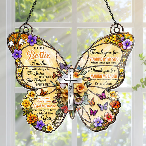 You Are The Sister Of My Soul, Gift For Best Friend | Personalized Acrylic Suncatcher