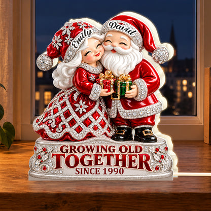 Santa Couple Growing Old Together, Gift For Couple - Personalized Light Box