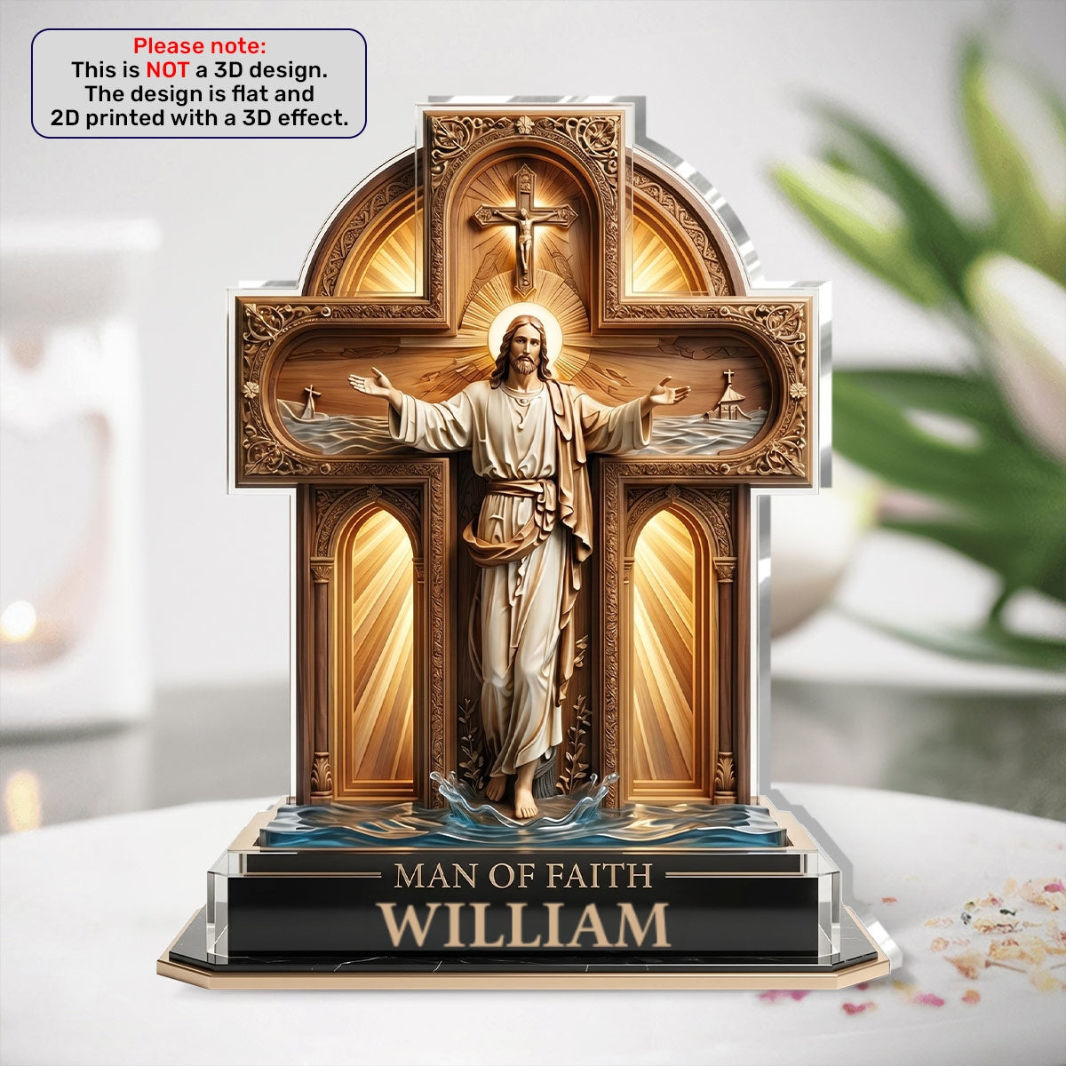 Man Of Faith, Christian Gift For Men | Personalized Custom Shaped Acrylic Plaque