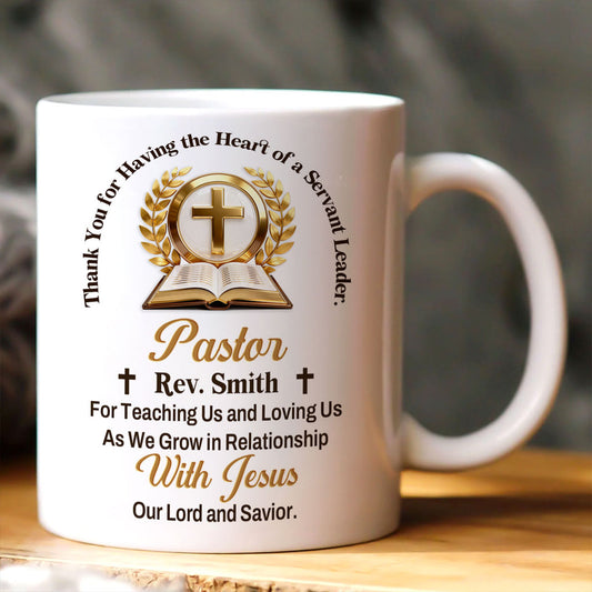 Golden Pastor Emblem, Gift For Pastor | Personalized Ceramic Coffee Mug