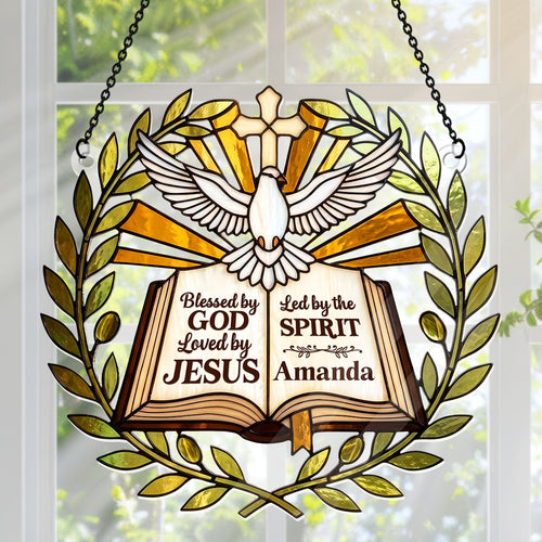 Blessed Loved Led By Holy Spirit, Gift For Christian Women - Personalized Acrylic Suncatcher