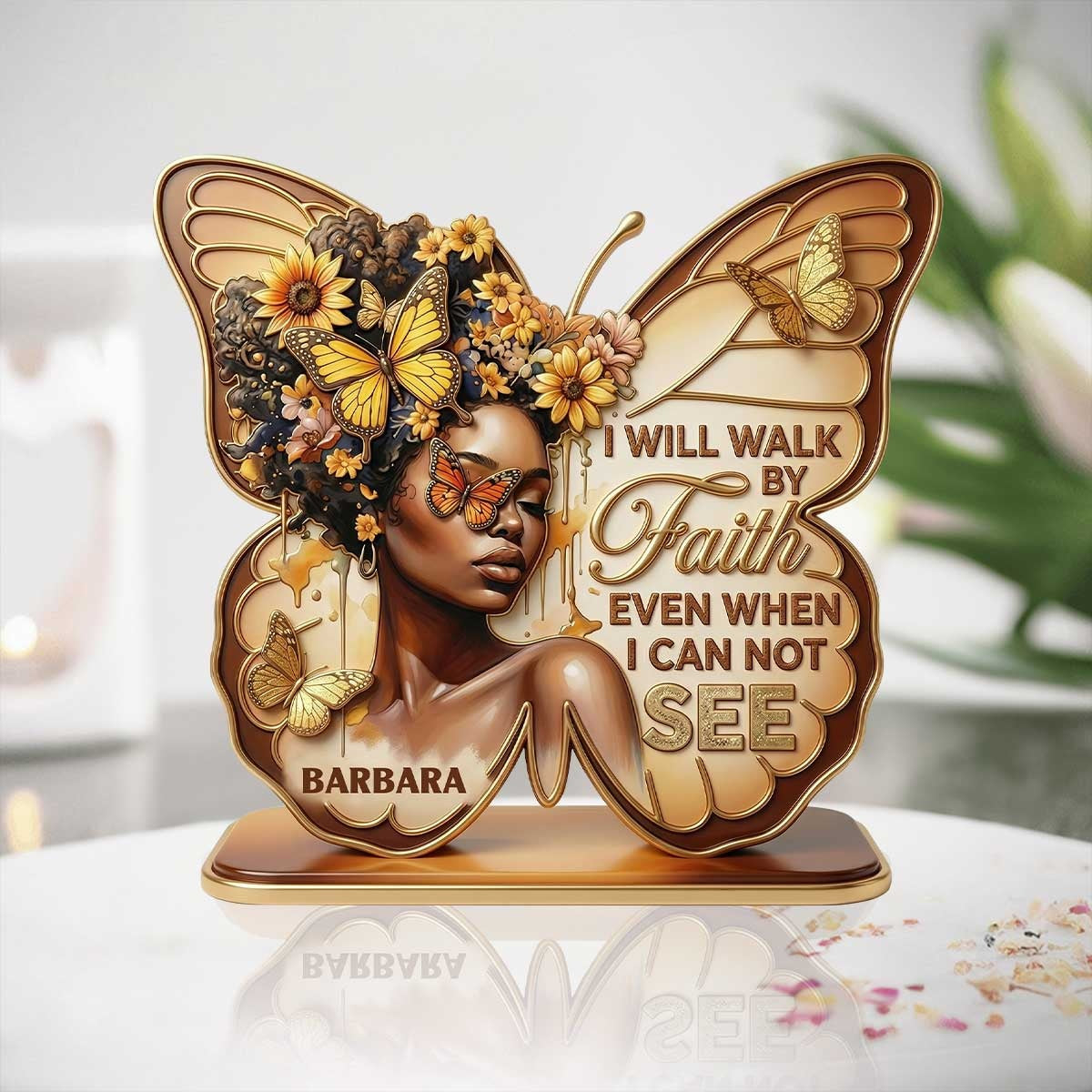 I Will Walk By Faith Even When I Cannot See | Personalized Custom Shaped Acrylic Plaque