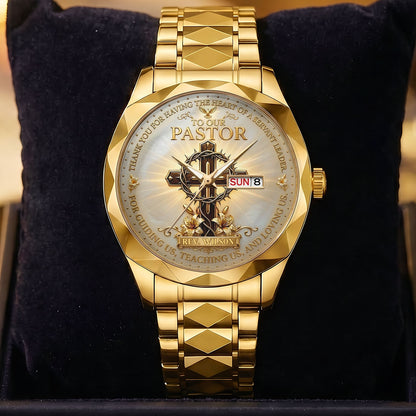To Our Pastor For Having The Heart Of A Servant Leader - Personalized Men's Wrist Watch