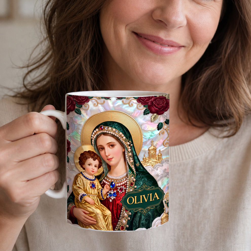 Our Lady Of Grace And Child, Gift For Mom | Personalized Ceramic Coffee Mug