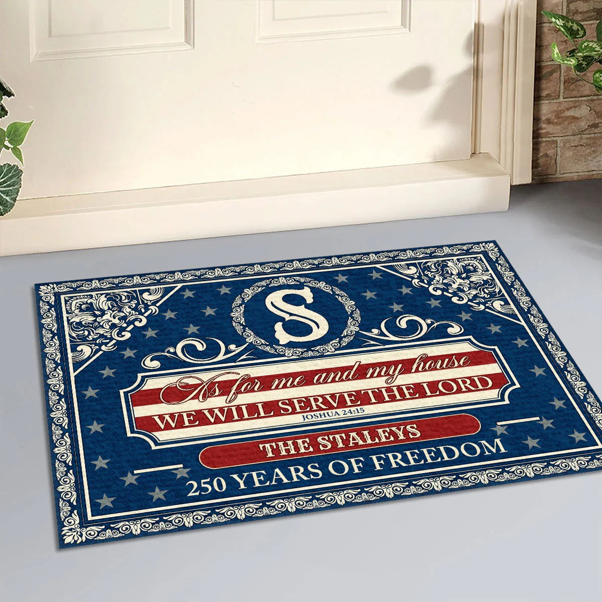 As For Me And My House We Will Serve The Lord - Personalized Doormat