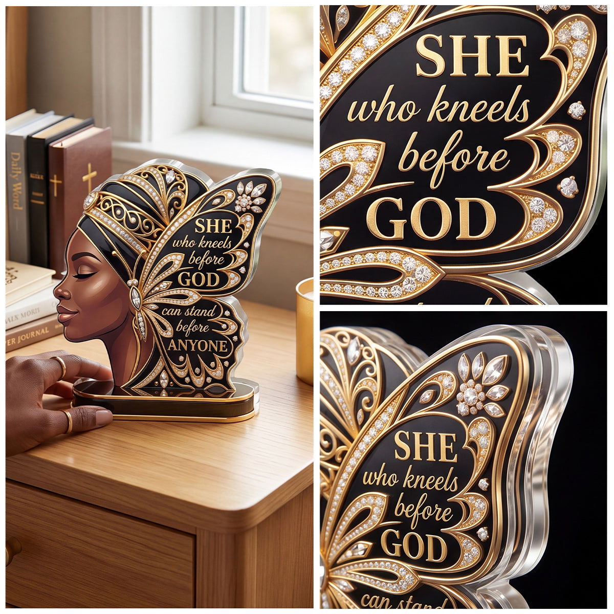 She Who Kneels Before God Butterfly | Personalized Custom Shaped Acrylic Plaque