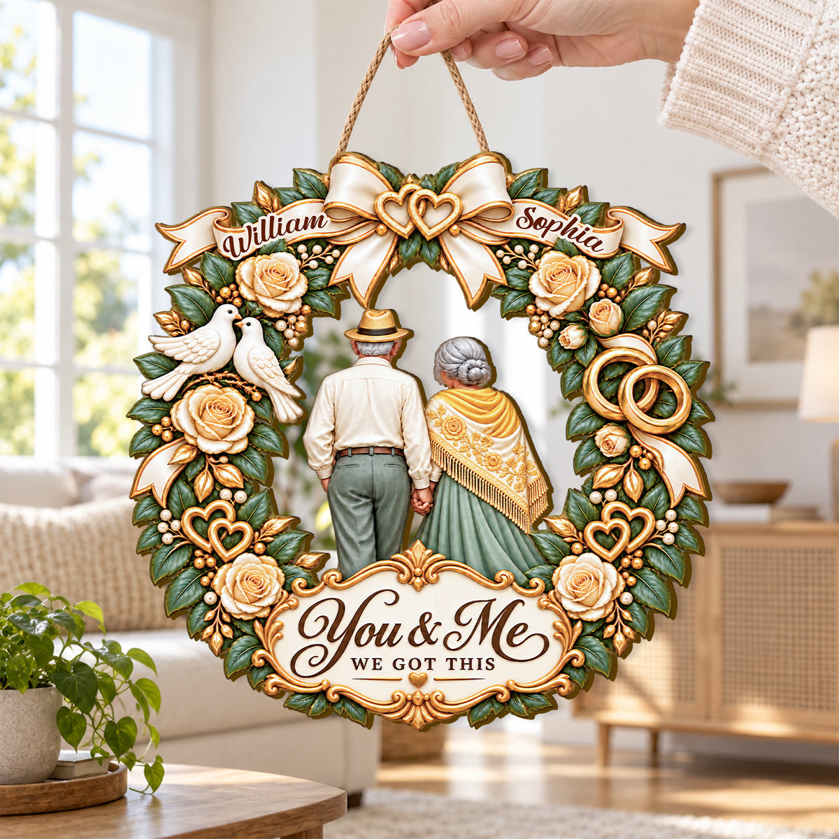 You And Me We Got This, Gift For Wife From Husband | Personalized Wooden Door Sign