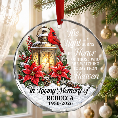 In Loving Memory, Gift For Family | Personalized 1-Side Round Glass Ornament
