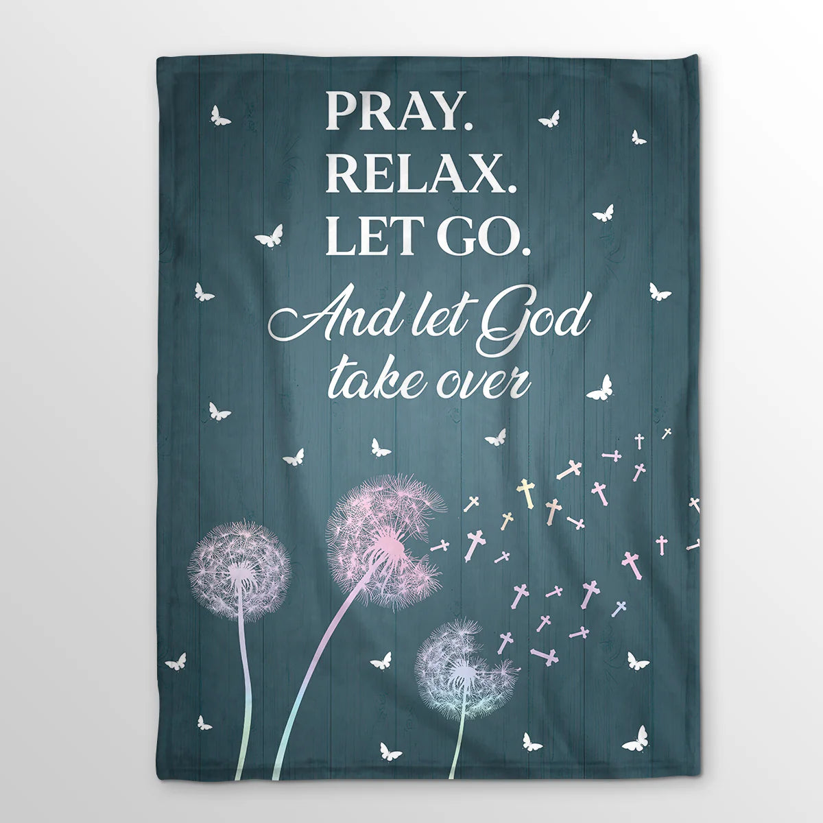 Christian Fleece Blanket, Pray Relax Let Go Quote Blanket, Inspirational Faith Gift