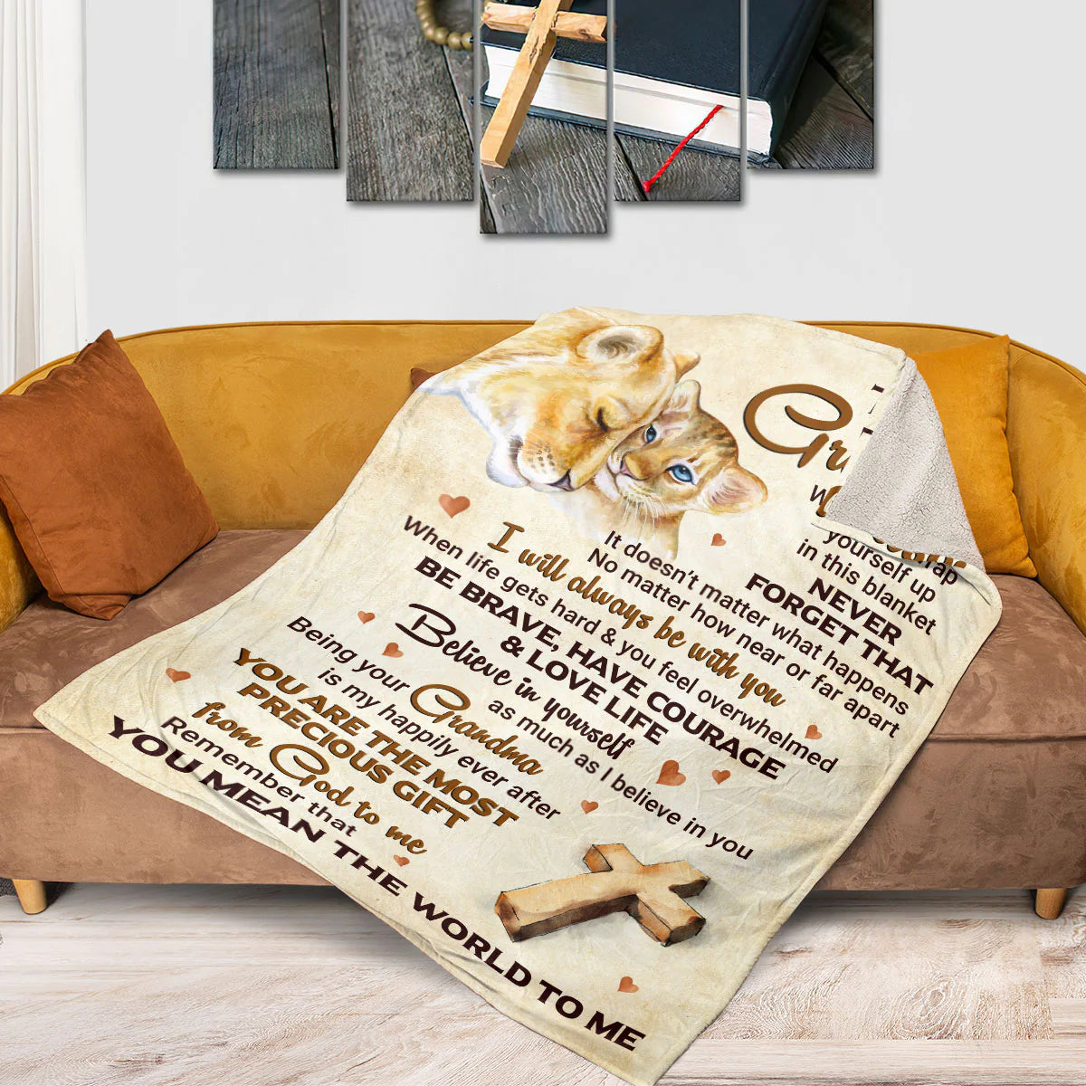 Special Lion Fleece Blanket For Grandson - You Are The Most Precious Gift From God To Me