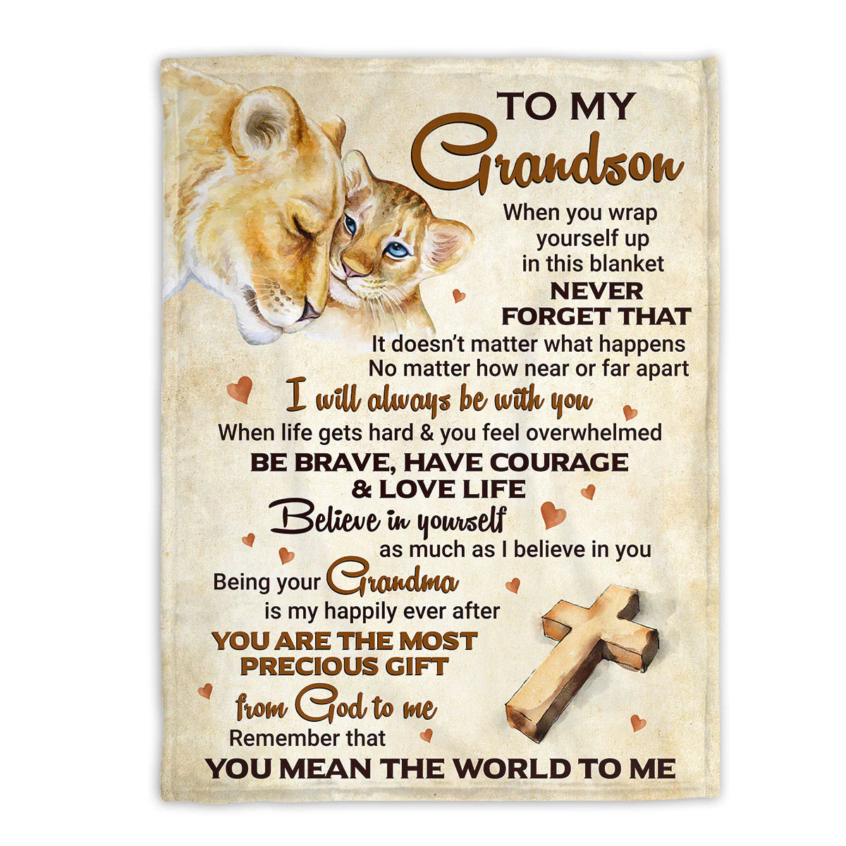 Special Lion Fleece Blanket For Grandson - You Are The Most Precious Gift From God To Me