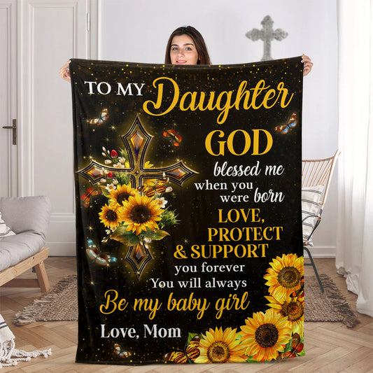To My Daughter Christian Fleece Blanket