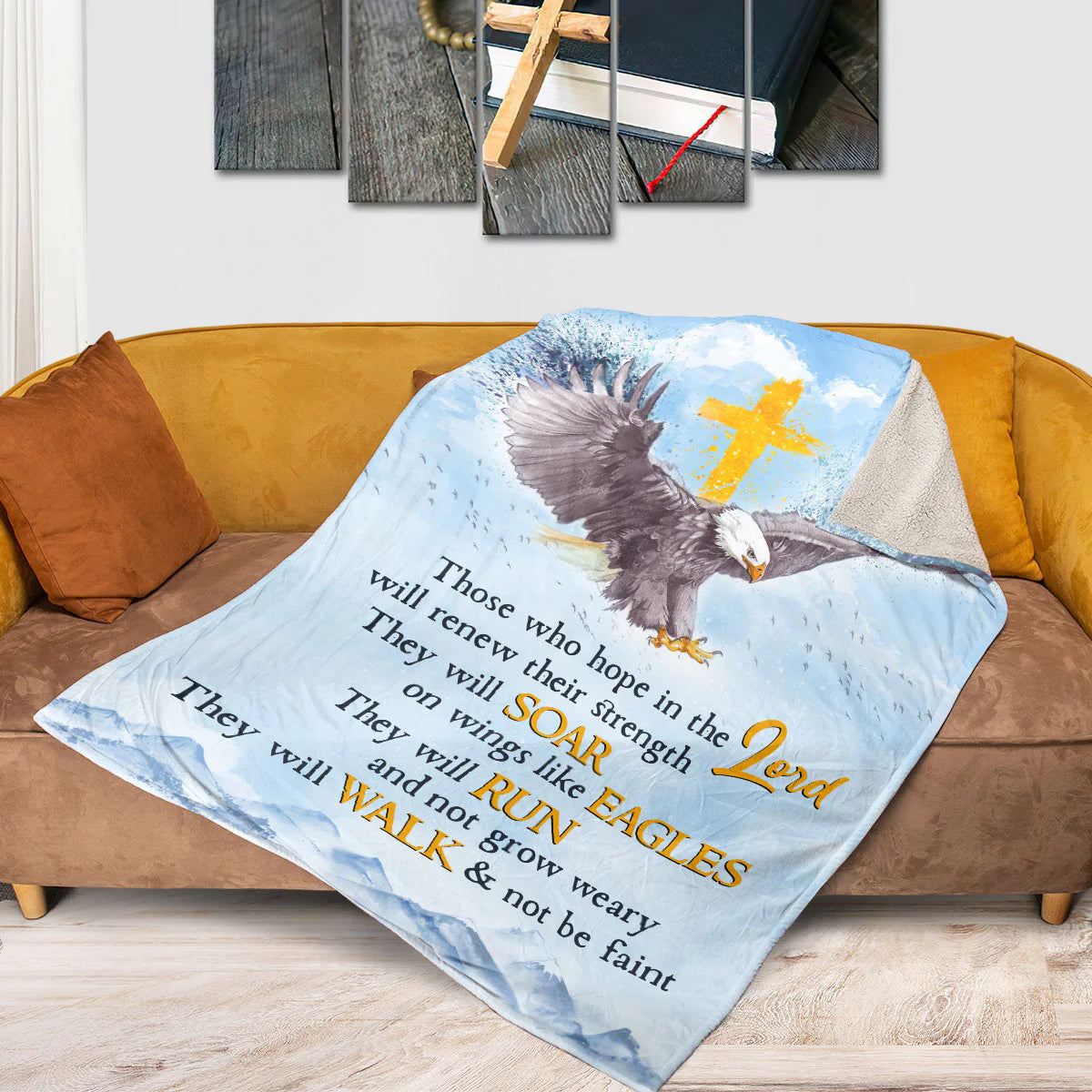 Christian Fleece Blanket – They Will Soar on Wings Like Eagles