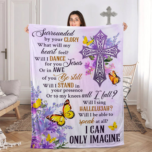 Pretty Cross And Butterfly Fleece Blanket - I Can Only Imagine