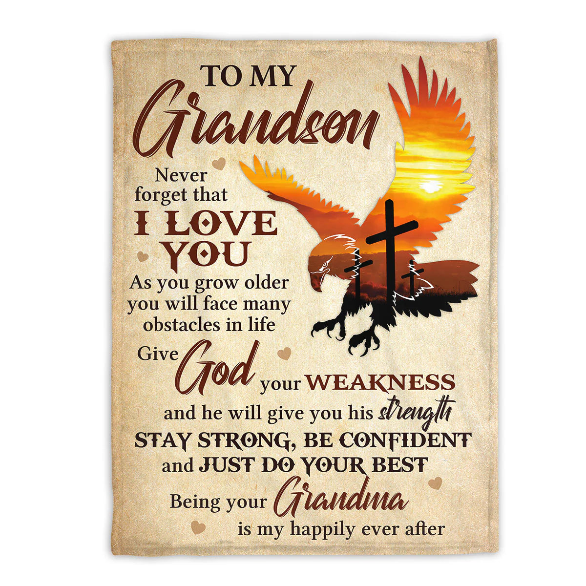 Special Eagle Fleece Blanket For Grandson - Being Your Grandma Is My Happily Ever After