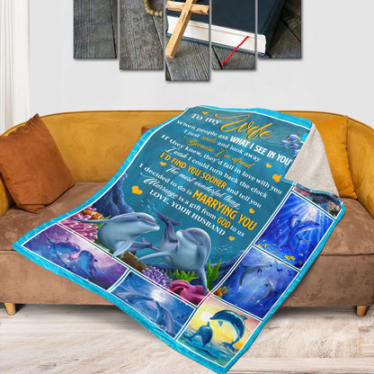 Marriage Is A Gift From God To Us - Cute Dolphin Couple Fleece Blanket