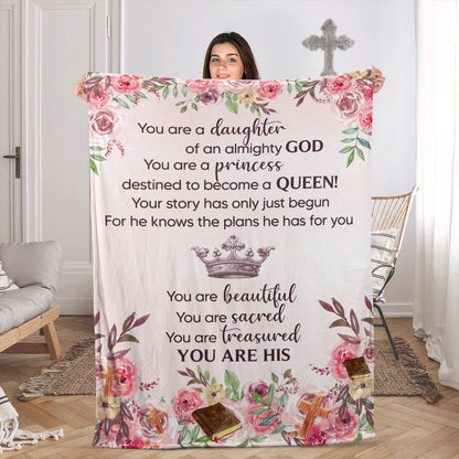 Christian Fleece Blanket for Daughter, You Are His Faith Quote Gift