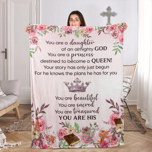Christian Fleece Blanket for Daughter, You Are His Faith Quote Gift