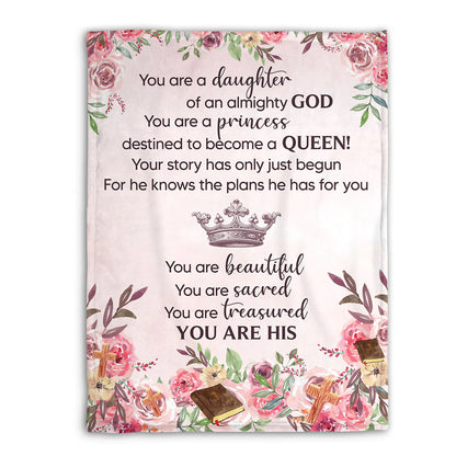 Christian Fleece Blanket for Daughter, You Are His Faith Quote Gift