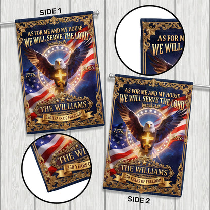 As For Me And My House We Will Serve The Lord - Personalized Garden Flag