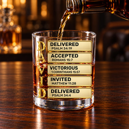 Kneel Before God, Christian Gifts For Him, Dad, Husband, Son | Personalized Round Whiskey Glass