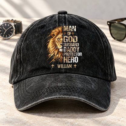 My Hero, Gift For Man - Personalized Custom Vintage Washed Denim Cap