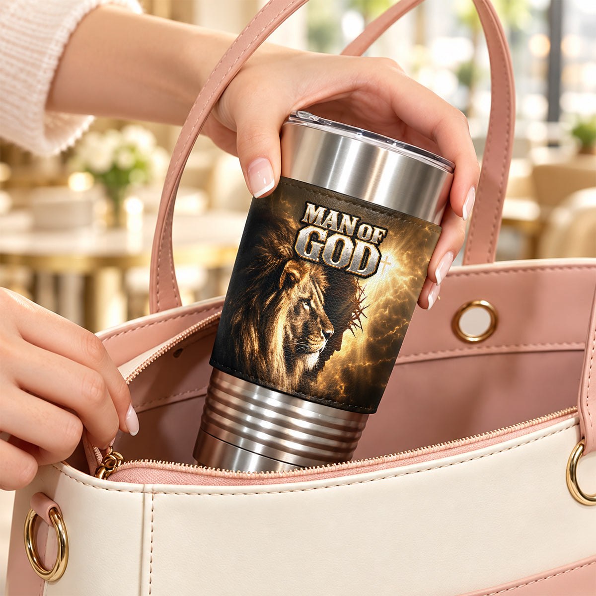 Man Of God, Gift For Him | Personalized 20oz Leather Wrapped Tumbler