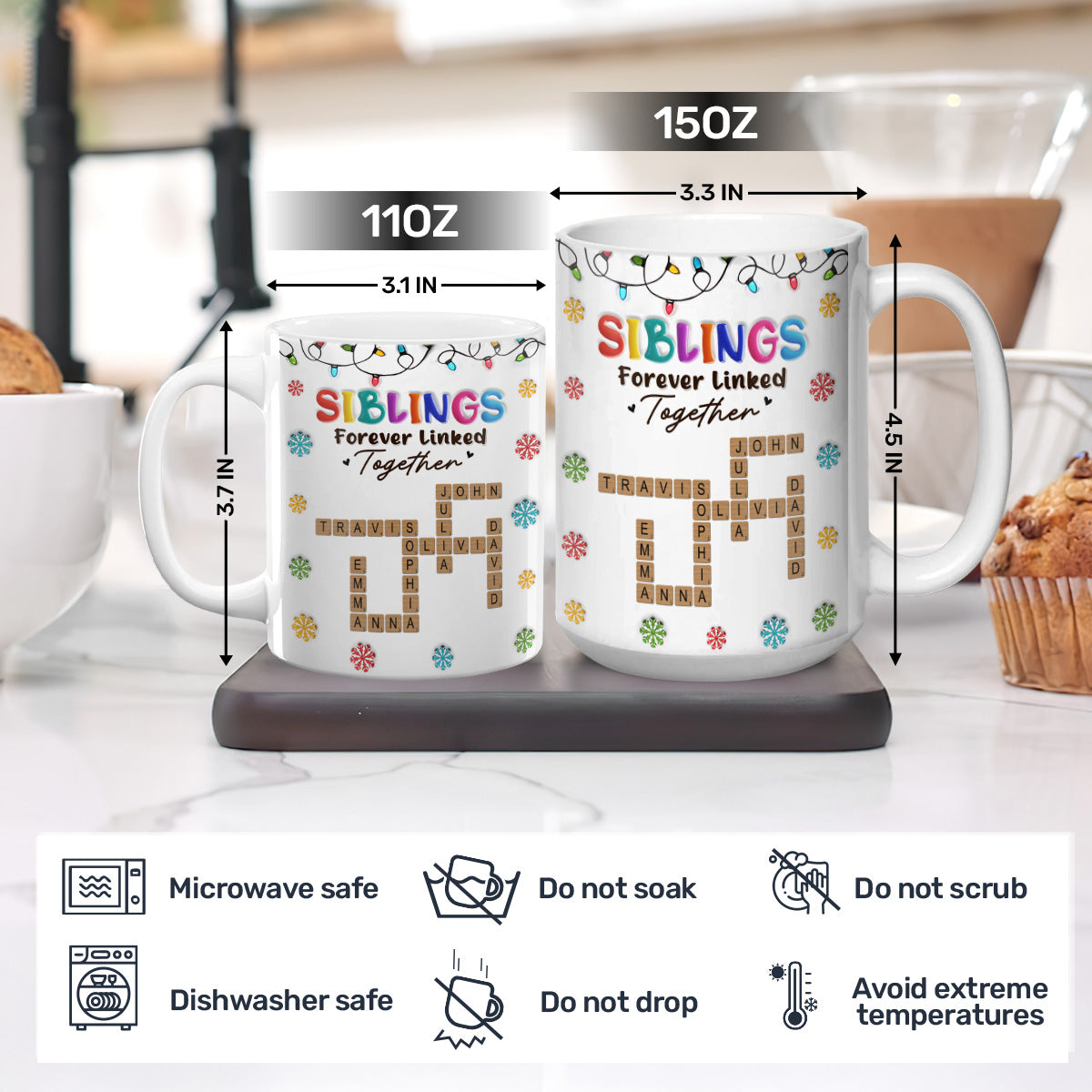Forever Linked Together, Gift For Siblings - Personalized Ceramic Coffee Mug