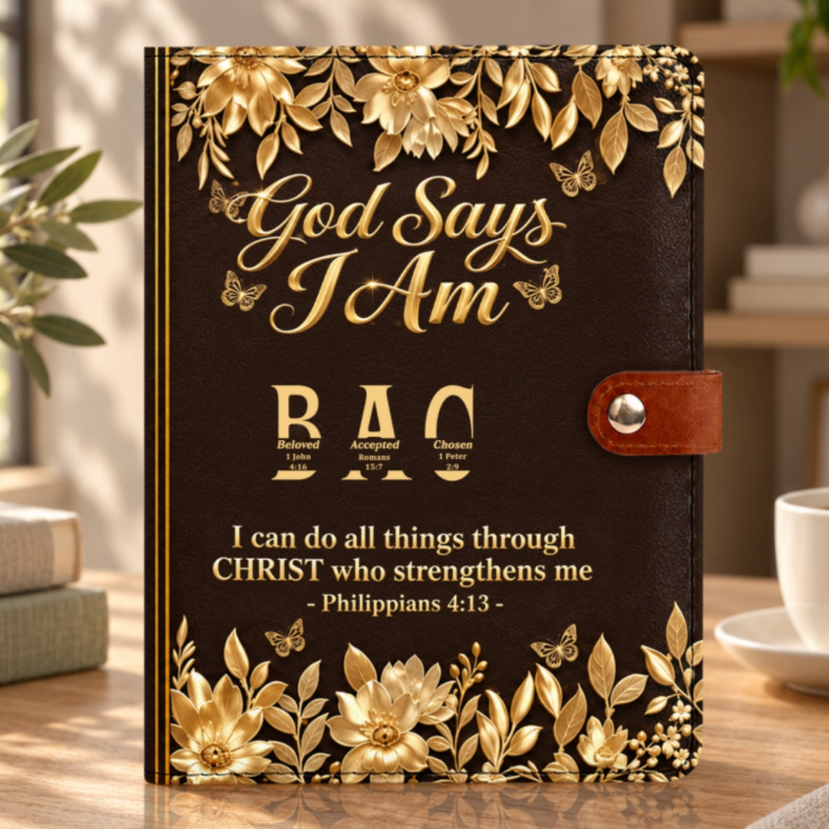 I Will Not Fear, Gift For Women | Personalized Leather Notebook Cover With Pocket