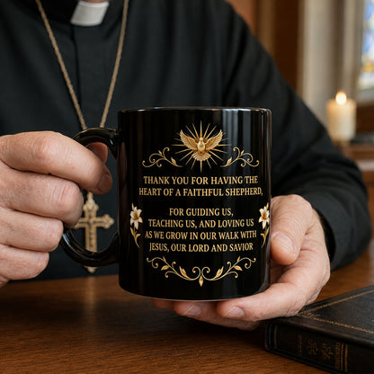 Thank You For Being A Faithful Shepherd, Christian Gift For Priest | Personalized Ceramic Coffee Mug