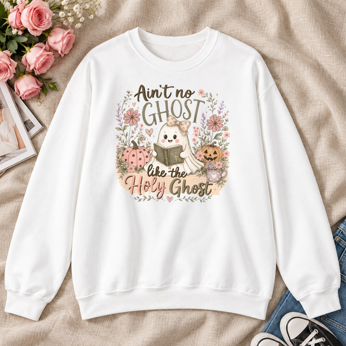 Ain't No Ghost Like The Holy Ghost, Gift For Christian Halloween Lovers - 2D Unisex Sweatshirt