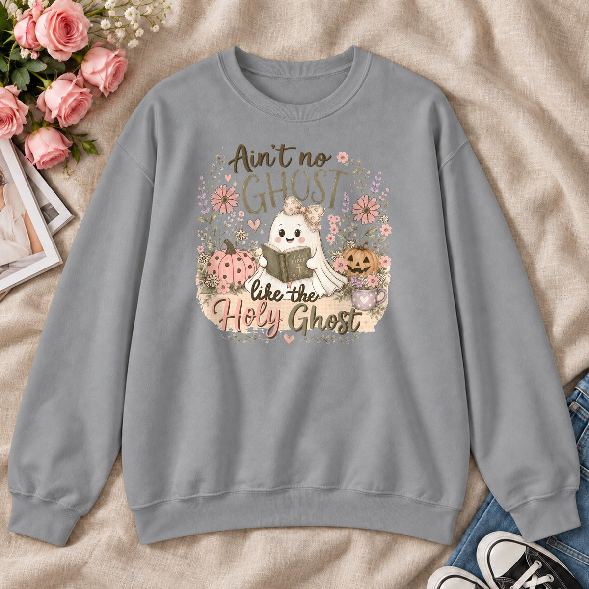 Ain't No Ghost Like The Holy Ghost, Gift For Christian Halloween Lovers - 2D Unisex Sweatshirt