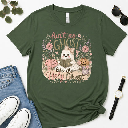 Ain't No Ghost Like The Holy Ghost, John 14：26, Christian Halloween Gift For Christian Women | 2D Unisex Premium T-shirt