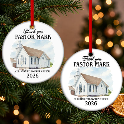 Thank You Pastor, Gift For Pastor | Personalized Round Shaped Ceramic Ornament