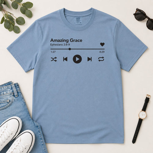 Amazing Grace, Gift For Christian Music Lovers | 2D Unisex Garment-dyed T-shirt