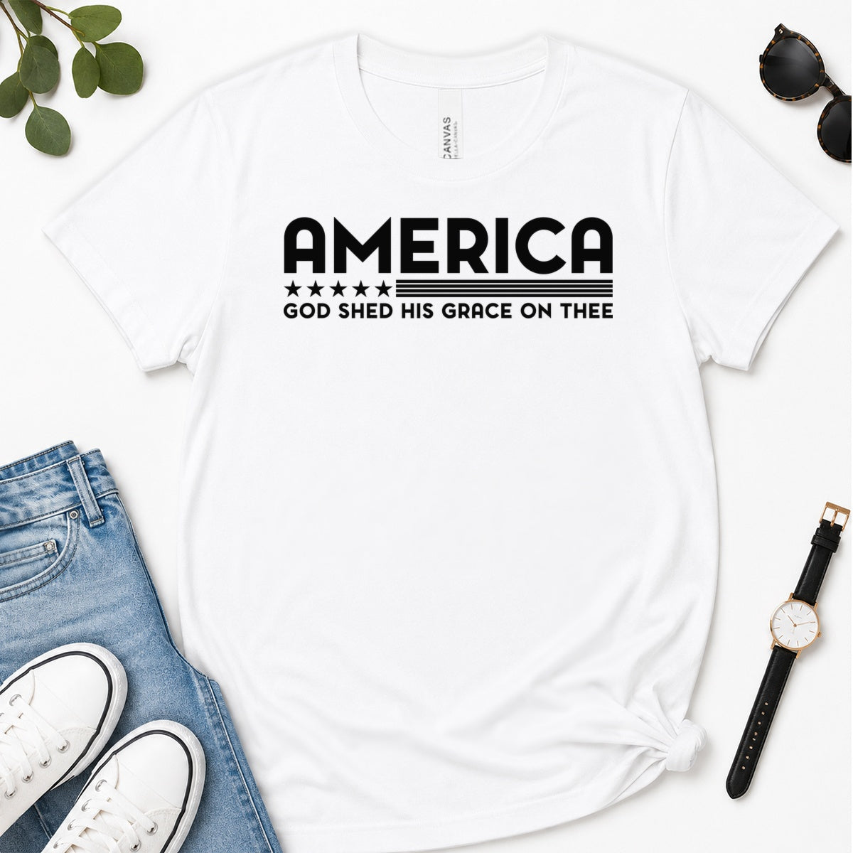 America God Shed His Grace On Thee, Gift For Patriotic Christians - 2D Unisex Premium T-shirt