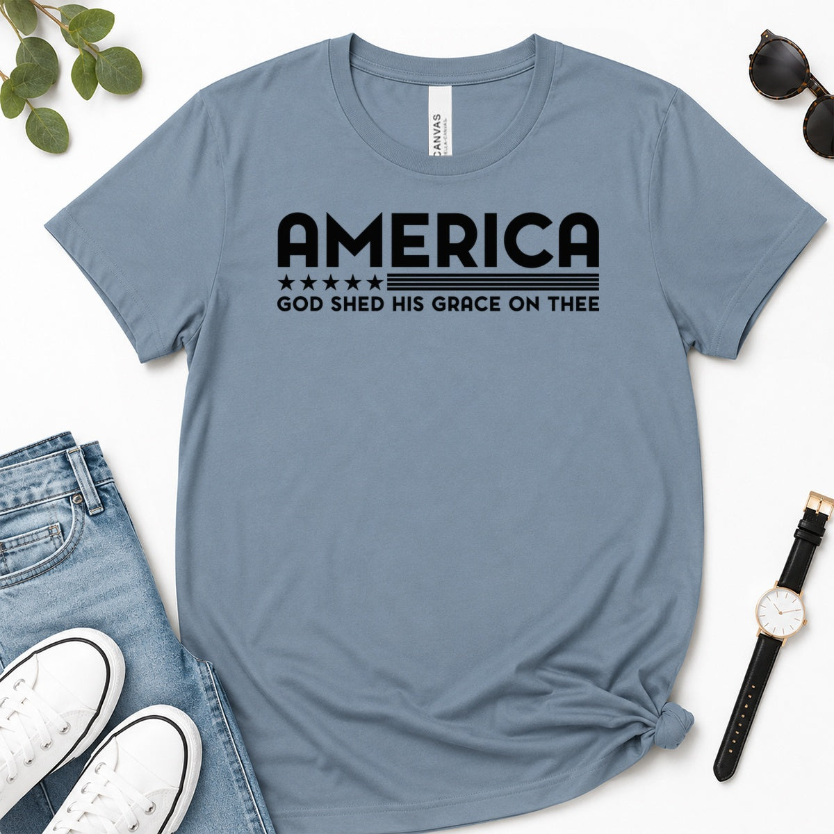 America God Shed His Grace On Thee, Gift For Patriotic Christians - 2D Unisex Premium T-shirt