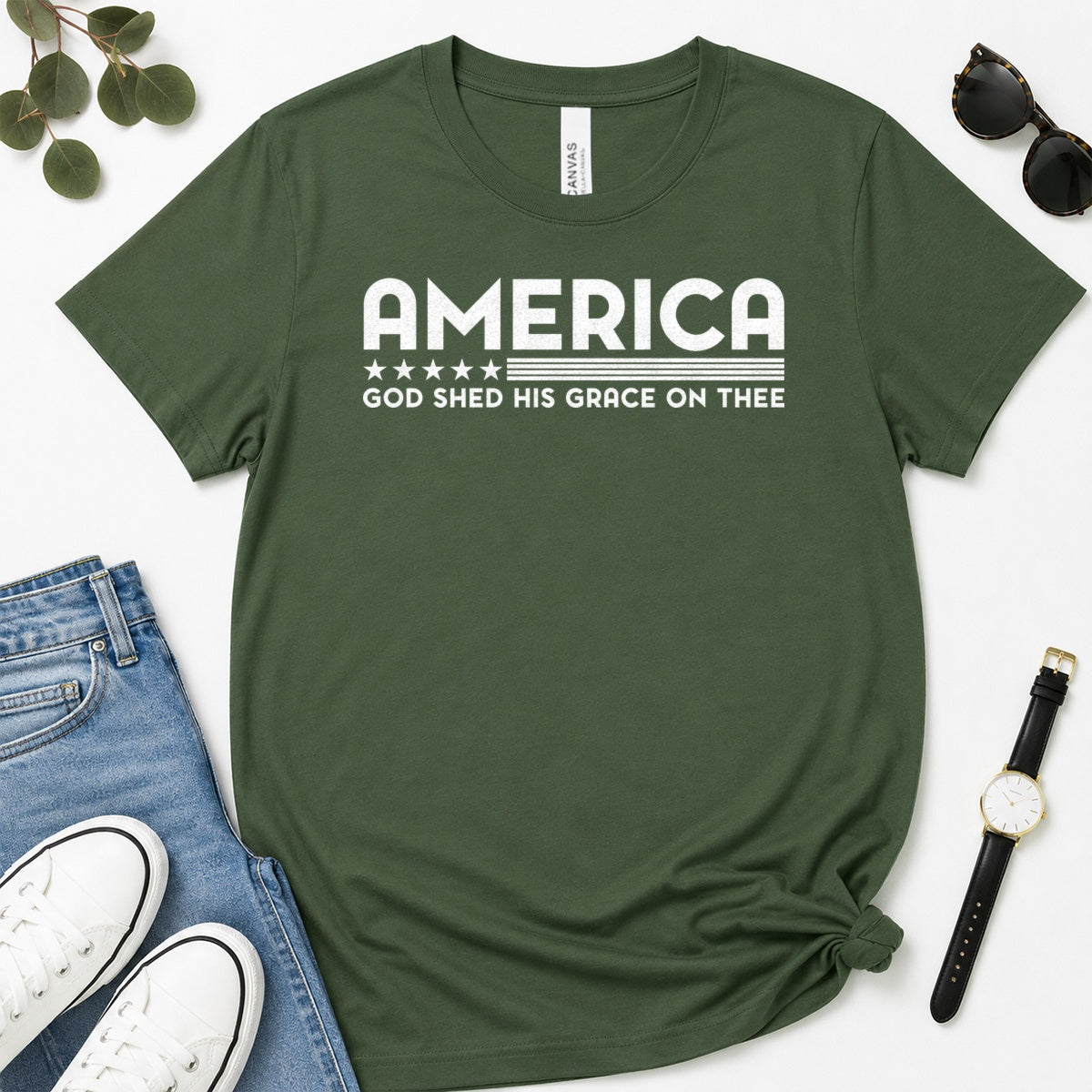 America God Shed His Grace On Thee, Gift For Patriotic Christians - 2D Unisex Premium T-shirt