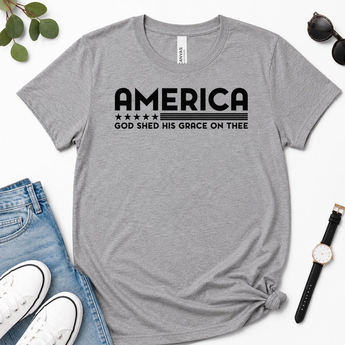 America God Shed His Grace On Thee, Gift For Patriotic Christians - 2D Unisex Premium T-shirt