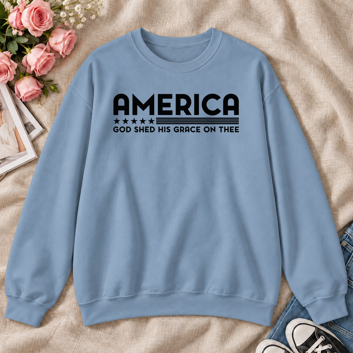 America God Shed His Grace On Thee, Gift For Patriotic Christians - 2D Unisex Sweatshirt