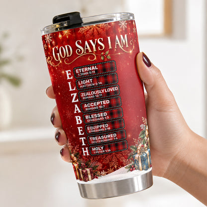 God Says I Am, Gift For Loved One | Personalized Stainless Steel Tumbler