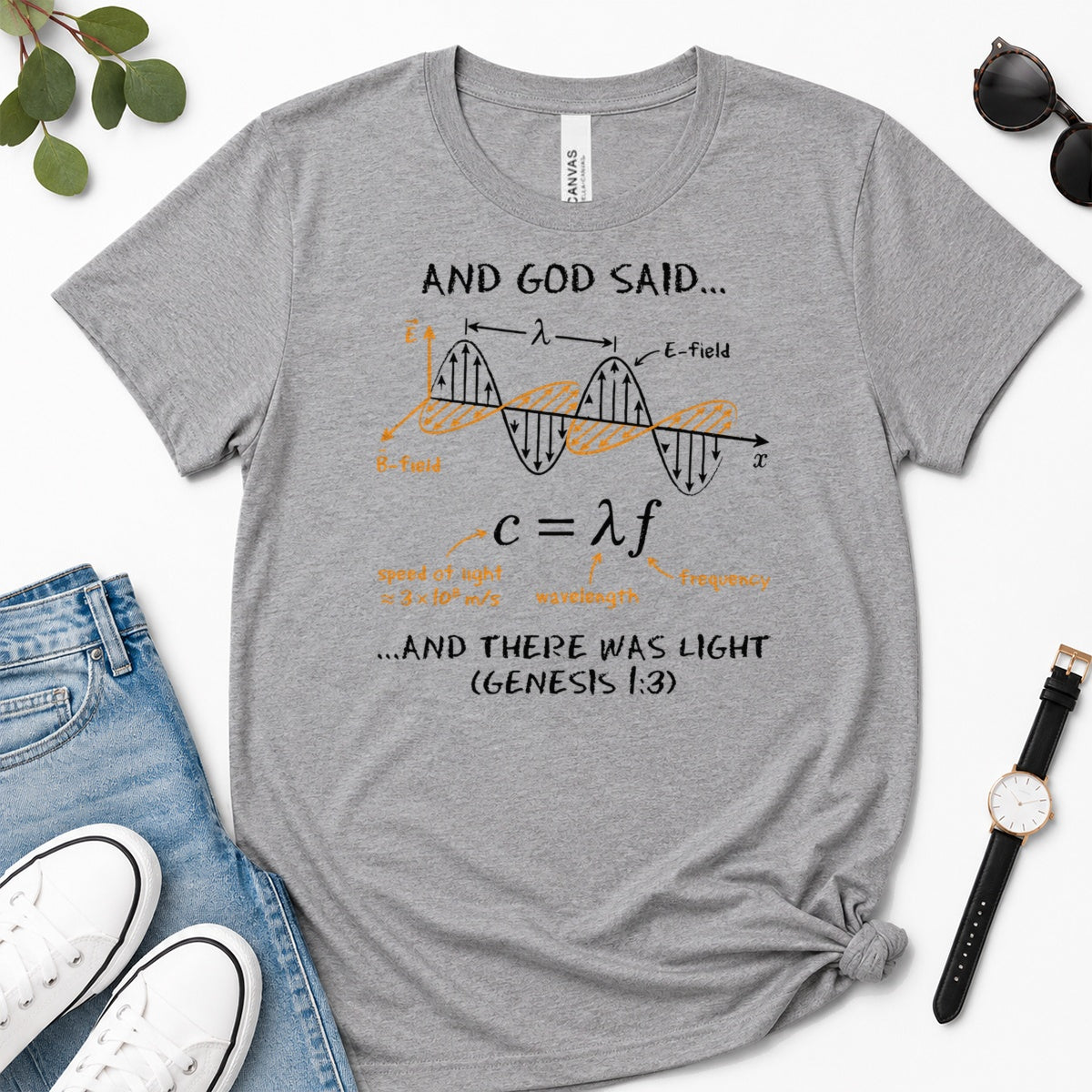 And God Said... And There Was Light, Gift For Christian Self - 2D Unisex Premium T-shirt