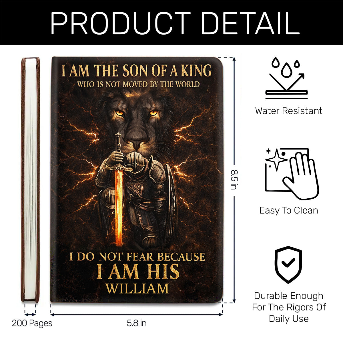I Am The Son Of A King | Personalized Leather Cover Notebook