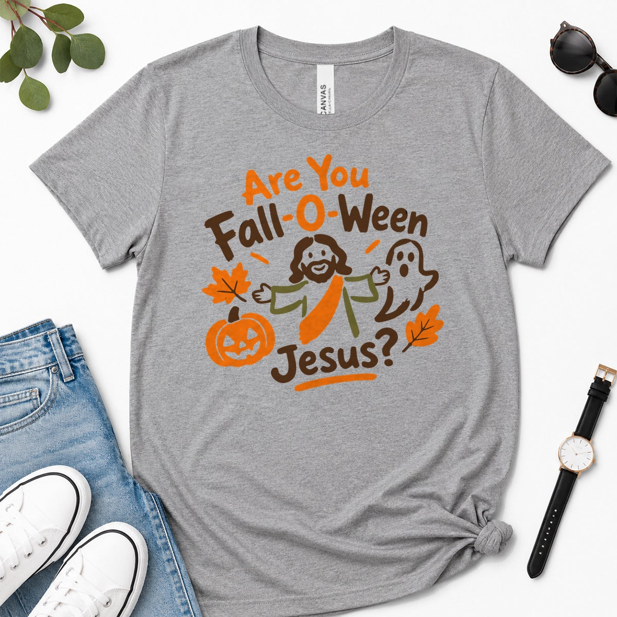 Are You Fall-O-Ween Jesus？, Funny Christian Halloween Thanksgiving, Gift For Christian Fall Lovers | 2D Unisex Premium T-shirt