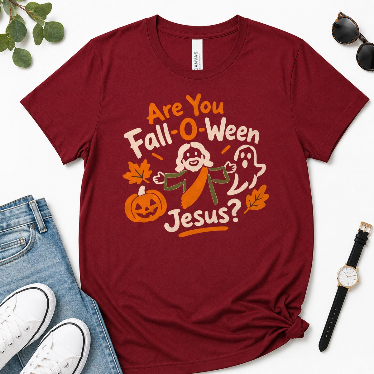 Are You Fall-O-Ween Jesus？, Funny Christian Halloween Thanksgiving, Gift For Christian Fall Lovers | 2D Unisex Premium T-shirt