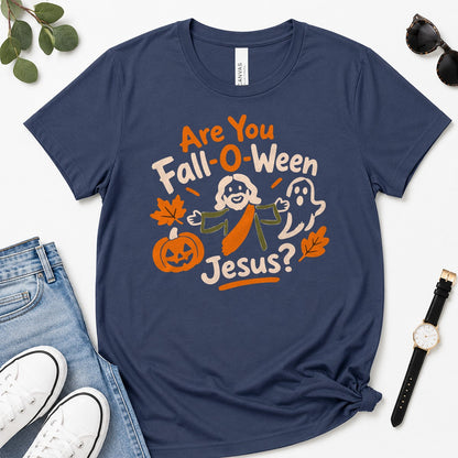 Are You Fall-O-Ween Jesus？, Funny Christian Halloween Thanksgiving, Gift For Christian Fall Lovers | 2D Unisex Premium T-shirt