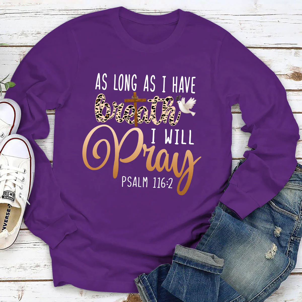 As Long As I Have Breath, I Will Pray | 2D Unisex Long Sleeve