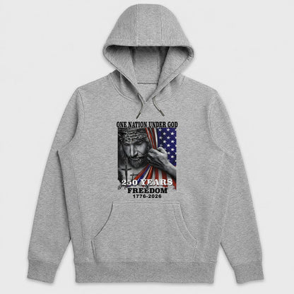 One Nation Under God 250 Years Of Freedom, Patriotic Christian Gift - 2D Unisex Hoodie